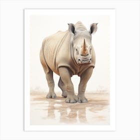 Detailed Rhino Illustration 2 Art Print