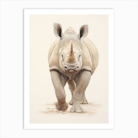 Simple Illustration Of A Rhino 6 Art Print