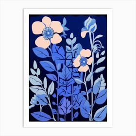 Blue Flower Illustration Aconitum 1 Art Print