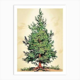 Yew Tree Storybook Illustration 4 Art Print