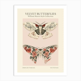 Velvet Butterflies Collection Spring Butterflies William Morris Style 7 Art Print