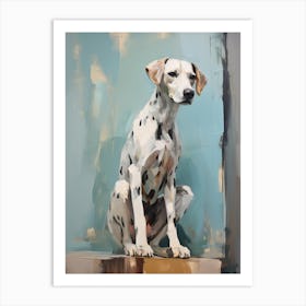 Dalmatian Dog, Painting In Light Teal And Brown 3 Art Print