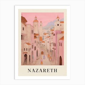 Nazareth Israel 1 Vintage Pink Travel Illustration Poster Art Print