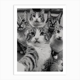 Portrait Of A Group Of Cats Art Print