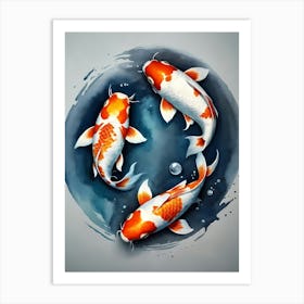 Koi Fish Yin Yang Painting (21) Art Print