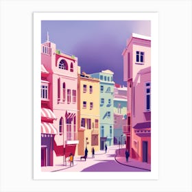Pink Purple Psychedelic French Street On A Winters Morning Majestic Sun Art Print