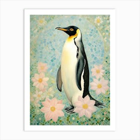 Penguin With Flowers Art Print