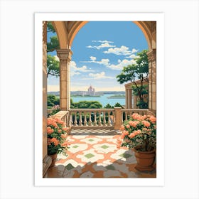 Vizcaya Museum And Gardens Usa Illustration 2  Art Print