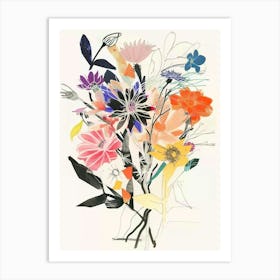 Asters Collage Flower Bouquet Art Print