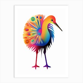 Colourful Geometric Bird Kiwi 1 Art Print