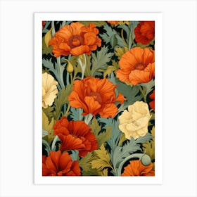 Poppies Seamless Pattern Art Print