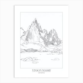 Vinson Massif Antarctica Line Drawing 6 Poster Art Print