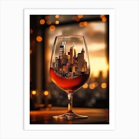 A Magical Metropolis In A Glass Of Red Wine Pt. 2 Art Print