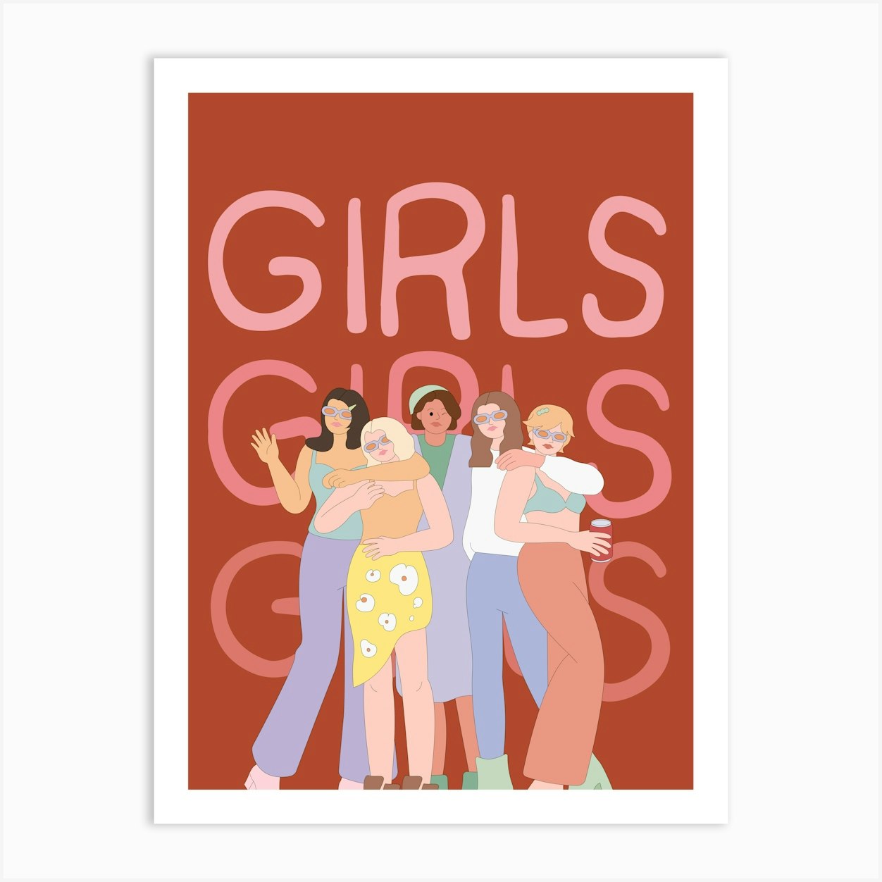 Girls, Girls, Girls Print | Funky Trendy Colorful Maximalist Preppy Decor | Feminist Art | Girly Room Decor | Dorm Wall Art | Apartment Decor | Art