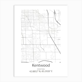 Kentwood,United States Minimalist Map Affiche