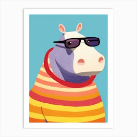Little Hippo 1 Wearing Sunglasses Art Print
