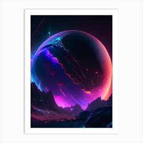Planetesimal Neon Nights Space Art Print