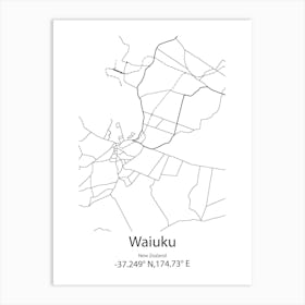 Waiuku,New Zealand Minimalist Map Art Print