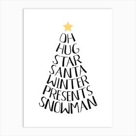 Nordic minimalist typography Xmas Tree Art Print