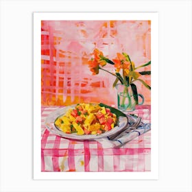 Pink Breakfast Food Scrambled Tofu 3 Art Print