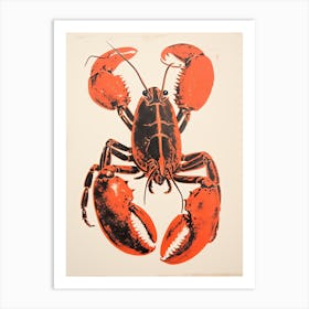 Lobster, Woodblock Animal  Drawing 1 Art Print