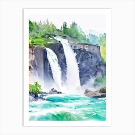 Rhine Falls, Switzerland Water Colour  Art Print