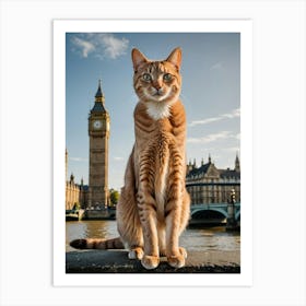 Meow at the Monuments: A Cat's World Tour Big Ben Cat Art Print