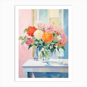 A Vase With Zinnia, Flower Bouquet 3 Art Print