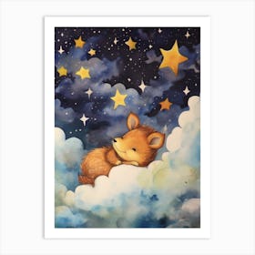 Baby Squirrel 1 Sleeping In The Clouds Art Print