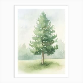 Pine Tree Atmospheric Watercolour Painting 1 Art Print