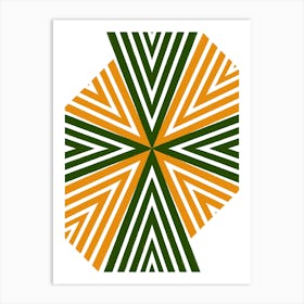 Green And Orange Abstract Lines Pattern Art Print