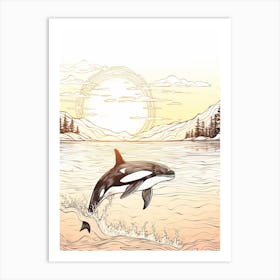 Colourful Pencil Orca Whale Drawing Art Print