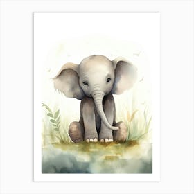 Elephant Painting Meditating Watercolour 2 Art Print