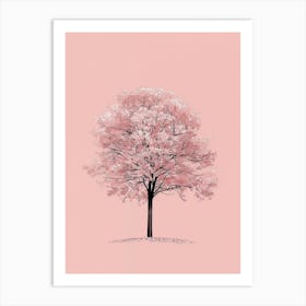 Cherry Tree Minimalistic Drawing 1 Art Print