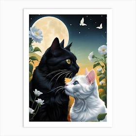 Black And White Cats Art Print