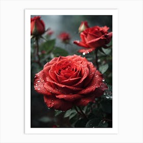 Red Roses In The Rain  Print Art Print