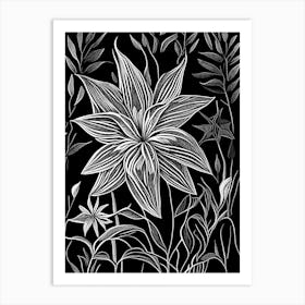 Star Flower Wildflower Linocut Art Print