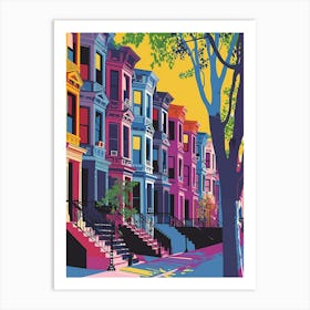 Park Slope New York Colourful Silkscreen Illustration 4 Art Print