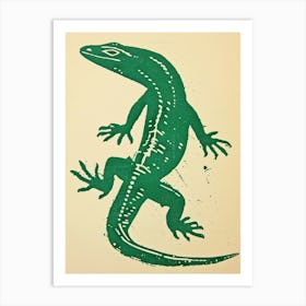 Forest Green Skinks Lizard Bold Block Colour 2 Art Print