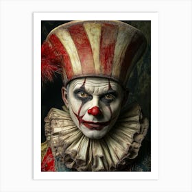 Art,Art Work,People ,Ballerina, Circus,Face, Photography, Balley Mood, Sadness,Male, Digital Art, Face, Clowen Artist,19th,Old Style Art Print