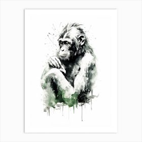 Watercolour Thinker Monkey 5 Art Print