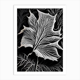 Bergamot Leaf Linocut 5 Art Print