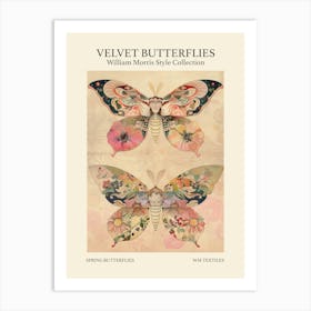 Velvet Butterflies Collection Spring Butterflies William Morris Style 3 Art Print