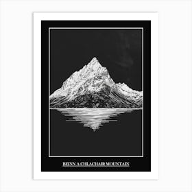 Beinn A Chlachair Mountain Line Drawing 4 Poster Art Print