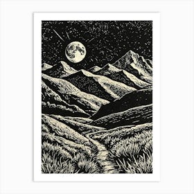 Moonlight In The Mountains 4 Art Print