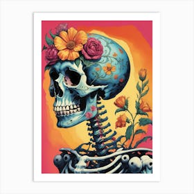 Floral Skeleton In The Style Of Pop Art (9) Art Print