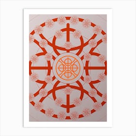 Geometric Abstract Glyph Circle Array in Tomato Red n.0178 Art Print