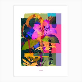 Lobelia 1 Neon Flower Collage Poster Art Print