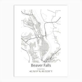 Beaver Falls,United States Minimalist Map 1 Art Print