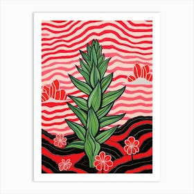 Pink And Red Plant Illustration Haworthia 2 Art Print